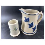 German stoneware pitcher  8.5" and an American pot
