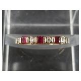 10Kt Gold ruby & moissanite ring size 7 with a tot