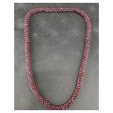 Garnet necklace made from continuous rope of polis