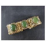 Intricate vintage brass and jade bracelet