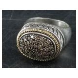 18kt Gold and sterling silver and champagne diamon