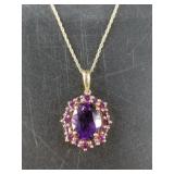 10kt Gold amethyst and garnet necklace, originally