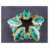 Vintage art glass and brass bracelet