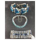 Collection of 3 blue vintage bracelets