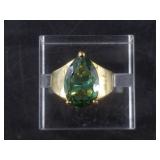 925 Ring size 7 with prominent green stone