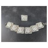 Silver wire bracelet and ring set