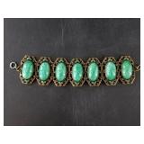 Green and brass bracelet, very intricate