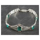 Vintage sterling silver bracelet with beautiful gr