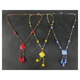 Collection of 3 vintage necklaces, each a differen