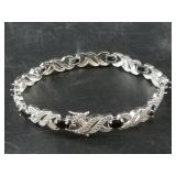 Sterling silver genuine 5 carat black sapphire ten