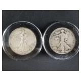 2 Silver Walking Liberty half dollars 1935, 1943 S