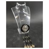 Art Deco necklace with sterling silver chain and e