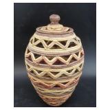 Hooper Bay open weave lacy basket with blue berry,