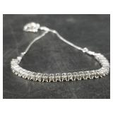 Diamond bolo bracelet with adjustable chain made f