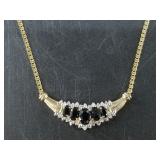 14kt Gold and black sapphire necklace, with 7.95 c