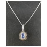 14kt White gold diamond necklace including brown a