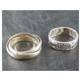 2 Sterling silver rings size 6 1/2 and 8 1/2 7.58