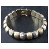 14kt dual tone gold bracelet, intricate design, br