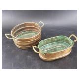 2 Small antique copper spice caddies