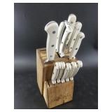 Partial set of Pioneer Woman kitchen knives in cor