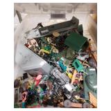 Large tote full of assorted figurines, mostly mili