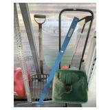 Lot of 4: 2 framing squares, large hay fork, and a