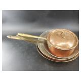 Assortment of copper cookware: Revereware, etc.