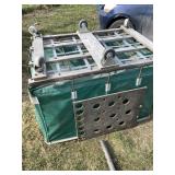 Large lot with: commercial laundry bin, an oil tra