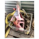 Lot with two 4 ton jack stands and several ratchet