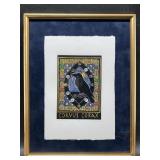 Matted and framed raven art. See photos for measur