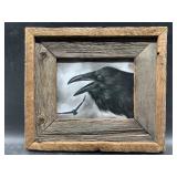 Matted and framed raven art. See photos for measur