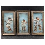 Series of 3 original oils by Yvonne Longo, featuri