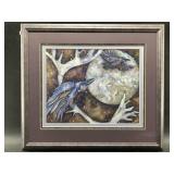 Signed triple matted print, "Ravens Calls" by Alas