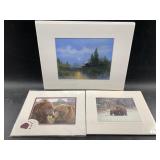 Three shrink wraped and matted prints