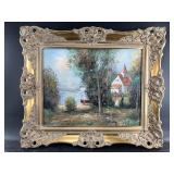 J. Colletti original oil on canvas, set in a gilt