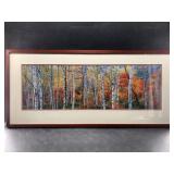 Lovely print of a stand of birch trees in the fall