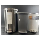 3 Assorted office waste bins