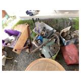 Very large lot with: lathe parts, forceps, lathe c