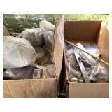 Box of assorted abrasives and framing rulers