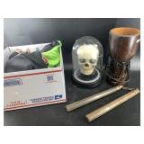 Lot with a drum, faux skull etc.