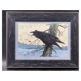 Signed raven print by Jon Vanylg?  Frame is 18" x