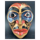 Tlingit style wall hanging mask just under 10"
