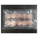 10 One troy oz. .999 fine copper rounds commemorat