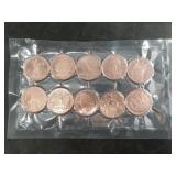 10 One troy oz. .999 fine copper rounds commemorat
