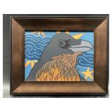 Framed raven art. See photos for measurements