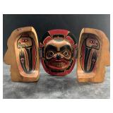 Tlingit style wall hanging wood hinged open face m