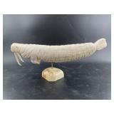 Dennis Pungowiyi large ivory walrus on a walrus sk