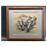 Doug Lindstrand signed print, of a goldminer nappi