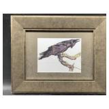 Matted and framed raven art. See photos for measur