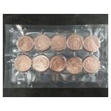 10 One troy oz. .999 fine copper rounds commemorat